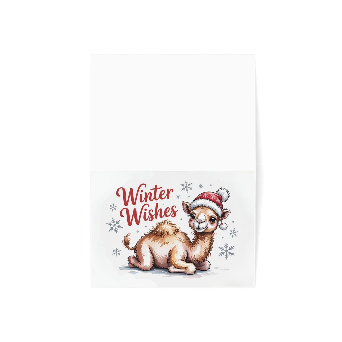 Winter Wishes Camel Greeting Card – Cute Holiday Card Set for Christmas & Winter Cheer