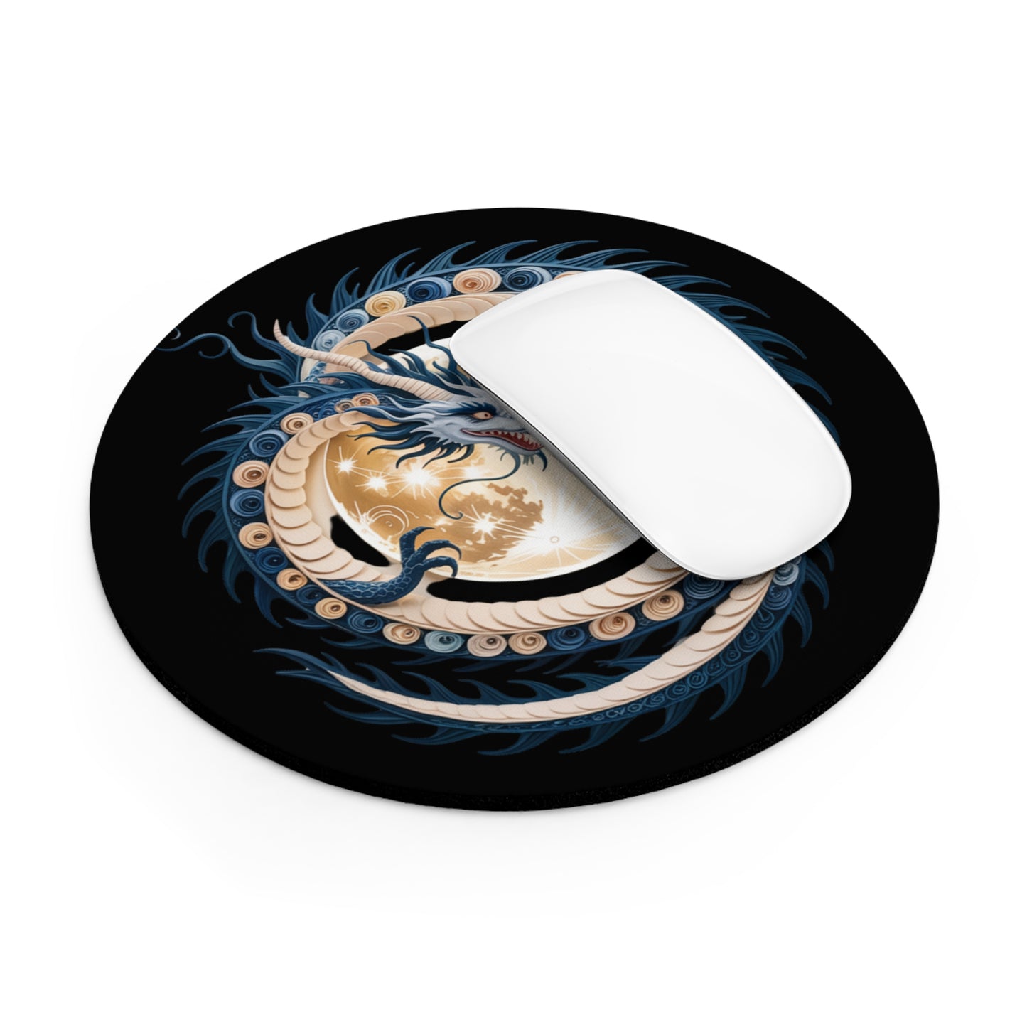 Dragon Mouse Pad, Fantasy Desk Accessory, Blue Dragon Art Mousepad, Mythical Creature Desk Decor, Gamer Desk Mat Gift