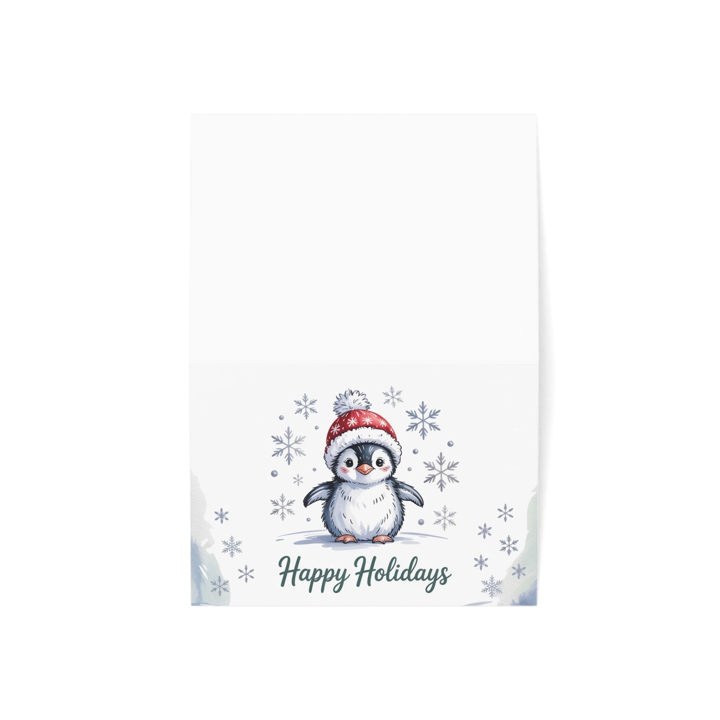 Happy Holidays Penguin Greeting Card – Cute Winter Animal Christmas Card Set for Family & Friends