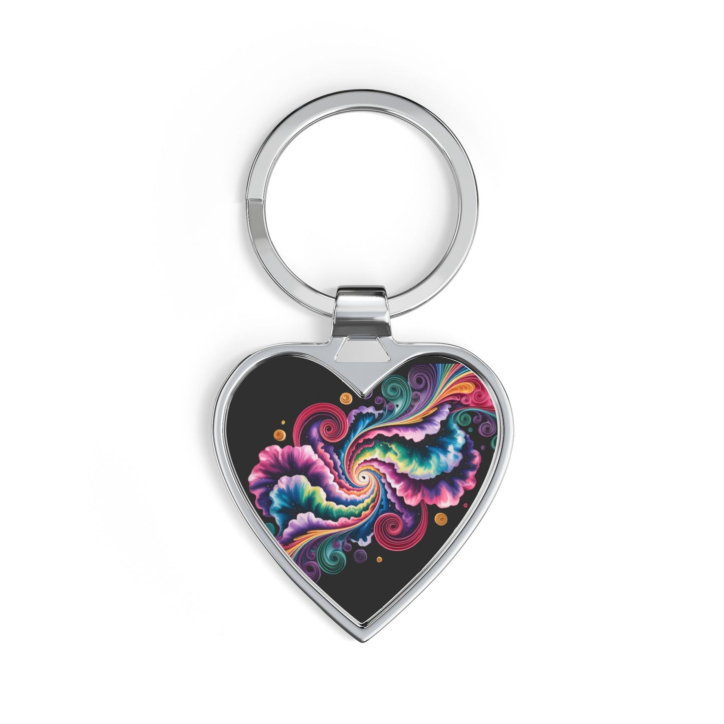 Colorful Heart Keychain, Abstract Art Keyring, Vibrant Psychedelic Heart Key Chain, Cute Gift for Her, Artistic Bag Charm