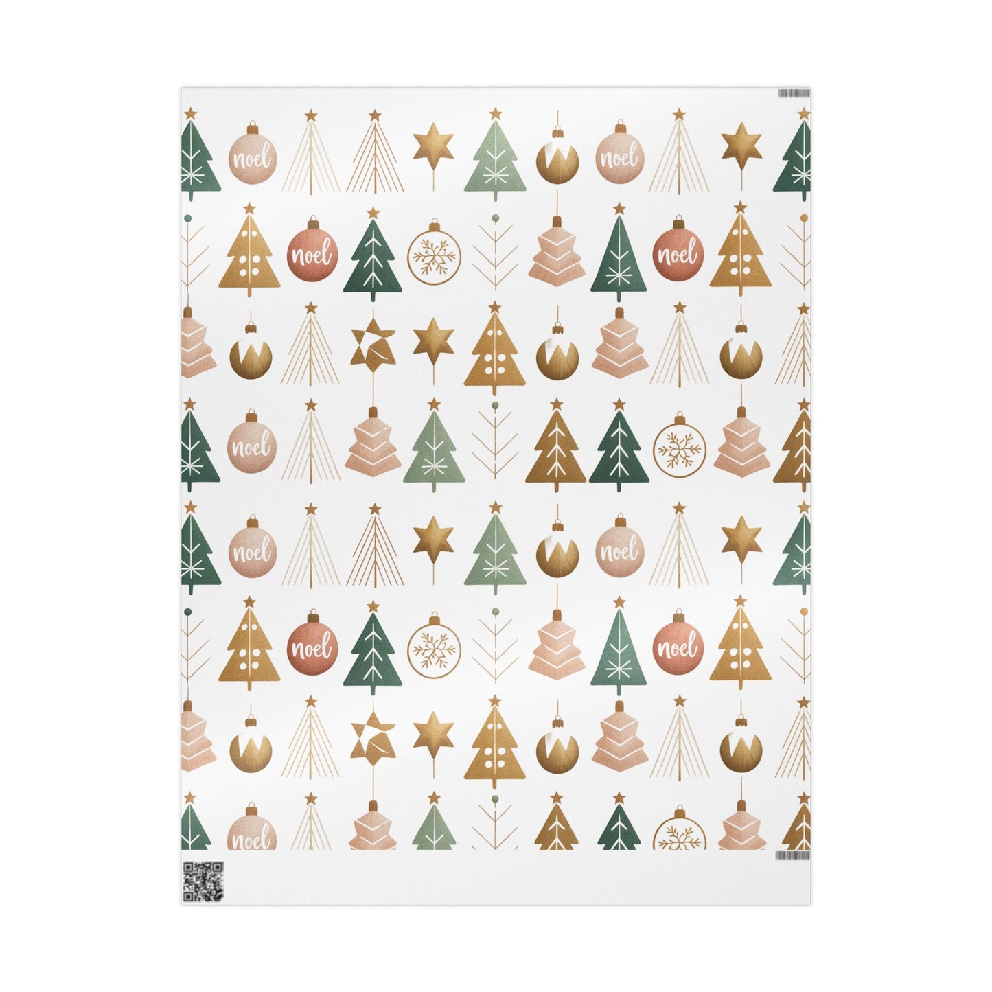 Minimalist Christmas Gift Wrap – Modern Tree & Ornament Pattern | Holiday Wrapping Paper