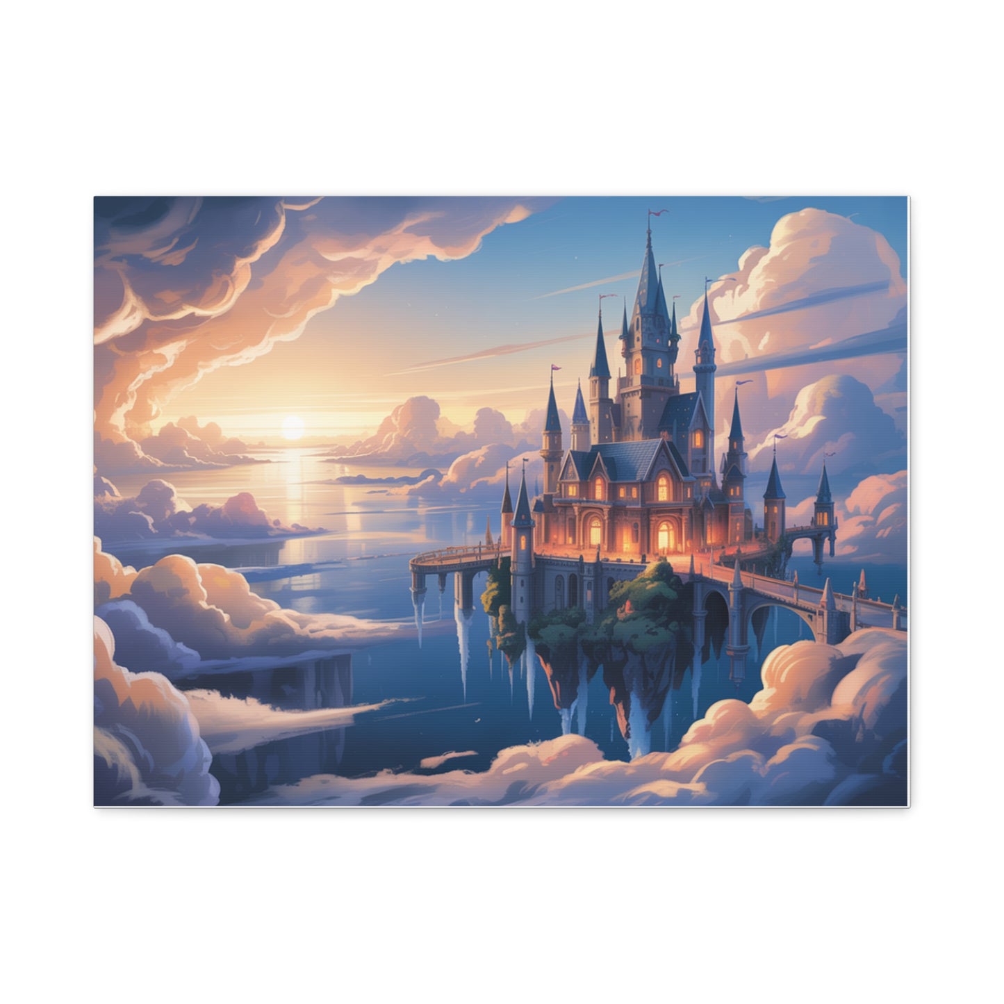 Floating Fantasy Castle Canvas Wall Art – Dreamy Sky Kingdom Landscape for Home, Office & Book Lovers