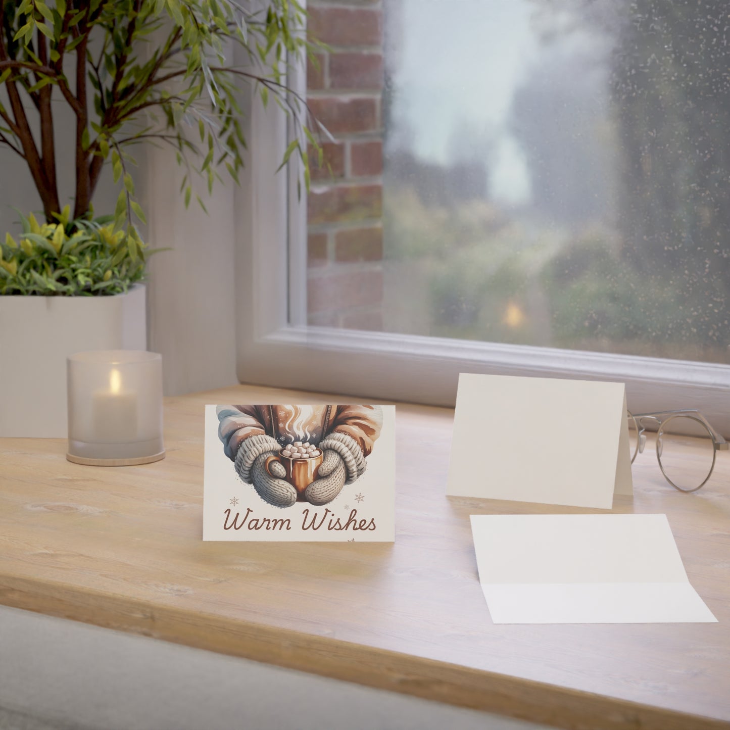 Warm Wishes Winter Greeting Card – Cozy Hot Cocoa Holiday Card for Christmas or Winter Gift Giving