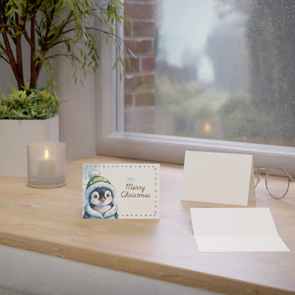 Merry Christmas Penguin Greeting Card – Cute Winter Holiday Card Set for Animal Lovers & Families