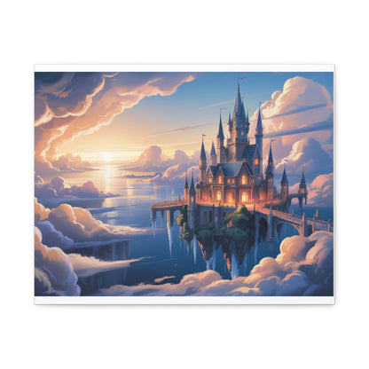 Floating Fantasy Castle Canvas Wall Art – Dreamy Sky Kingdom Landscape for Home, Office & Book Lovers