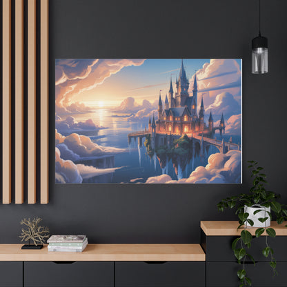 Floating Fantasy Castle Canvas Wall Art – Dreamy Sky Kingdom Landscape for Home, Office & Book Lovers