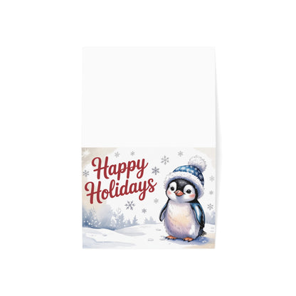 Happy Holidays Penguin Greeting Card – Cute Winter Christmas Card Set for Animal Lovers