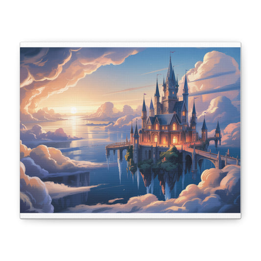 Floating Fantasy Castle Canvas Wall Art – Dreamy Sky Kingdom Landscape for Home, Office & Book Lovers