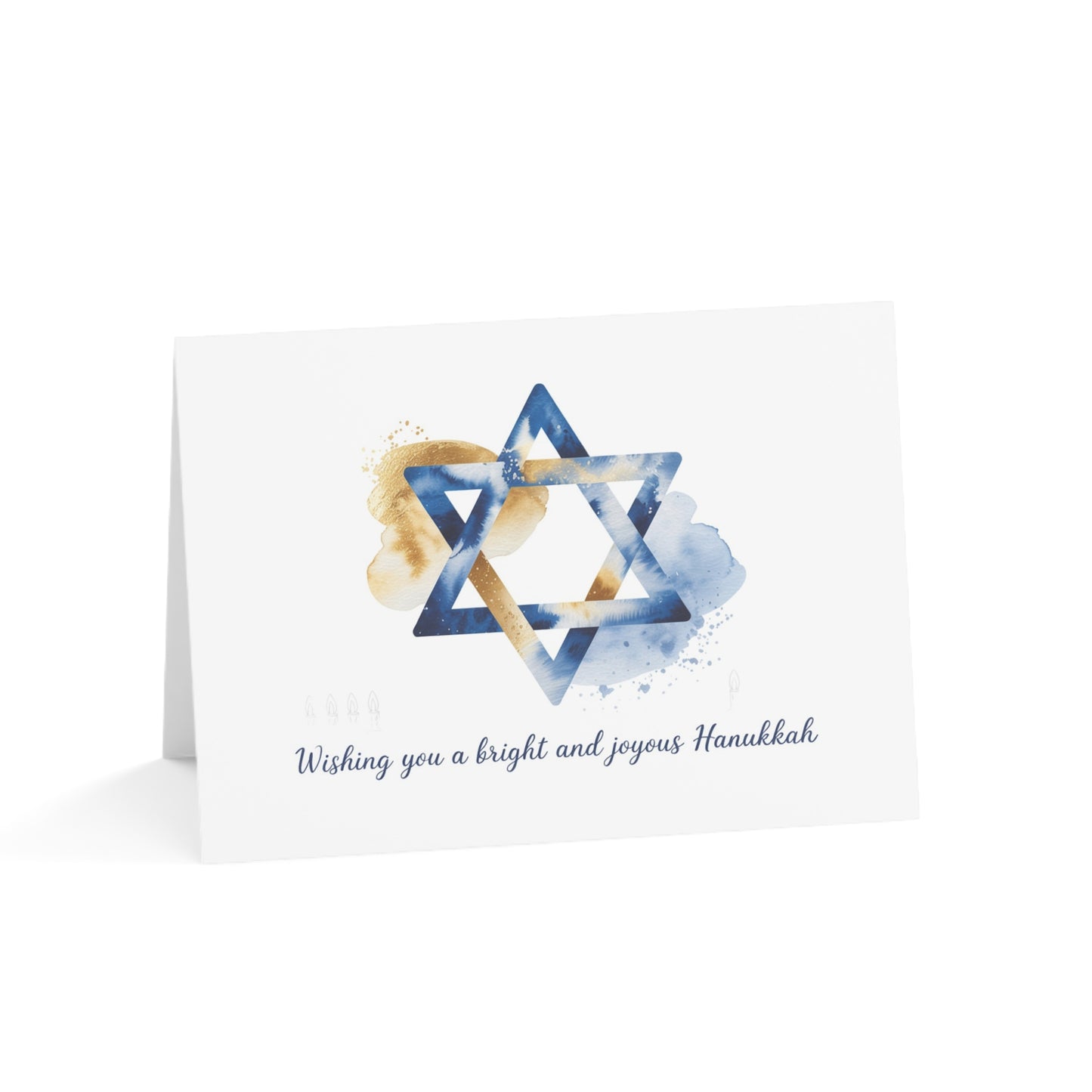 Star of David Hanukkah Greeting Card – Elegant Blue & Gold Holiday Card Set for Jewish Celebration