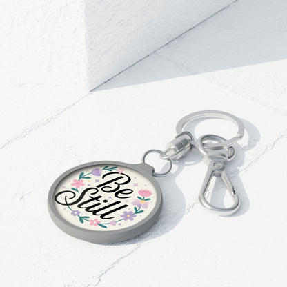 Be Still Keychain – Christian Floral Faith Key Ring | Inspirational Bible Verse Gift