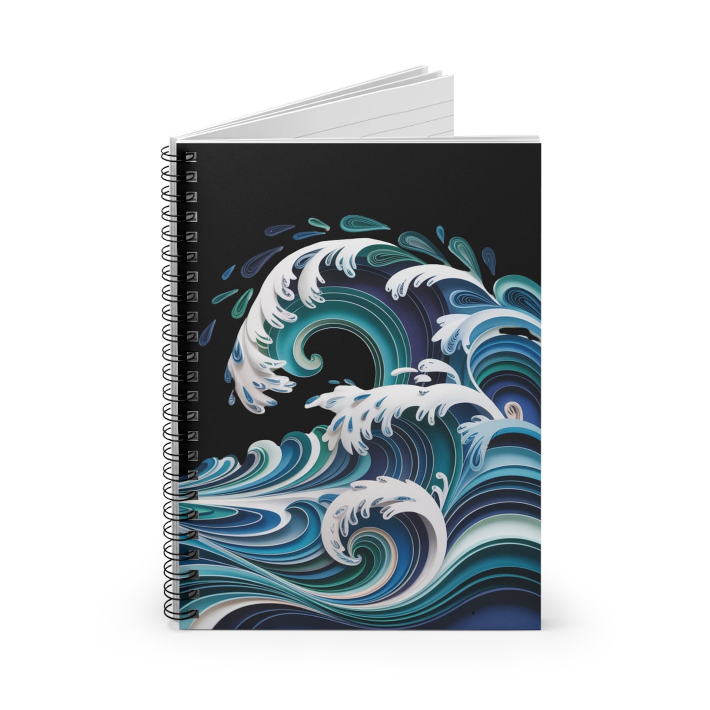 Ocean Wave Journal Notebook, Aesthetic Spiral Notebook, Sea Wave Writing Journal, Coastal Theme Notebook, Ocean Lover Gift