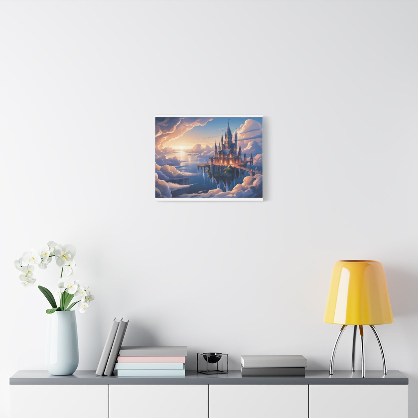 Floating Fantasy Castle Canvas Wall Art – Dreamy Sky Kingdom Landscape for Home, Office & Book Lovers