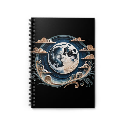 Moon Journal Notebook, Celestial Spiral Notebook, Fantasy Writing Journal, Moon Art Notebook, Night Sky Journal Gift