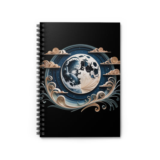 Moon Journal Notebook, Celestial Spiral Notebook, Fantasy Writing Journal, Moon Art Notebook, Night Sky Journal Gift