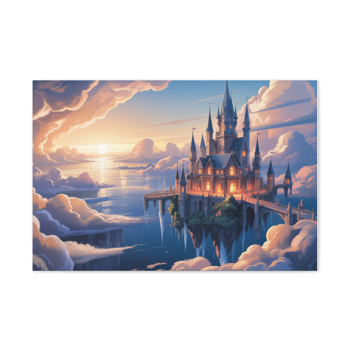 Floating Fantasy Castle Canvas Wall Art – Dreamy Sky Kingdom Landscape for Home, Office & Book Lovers