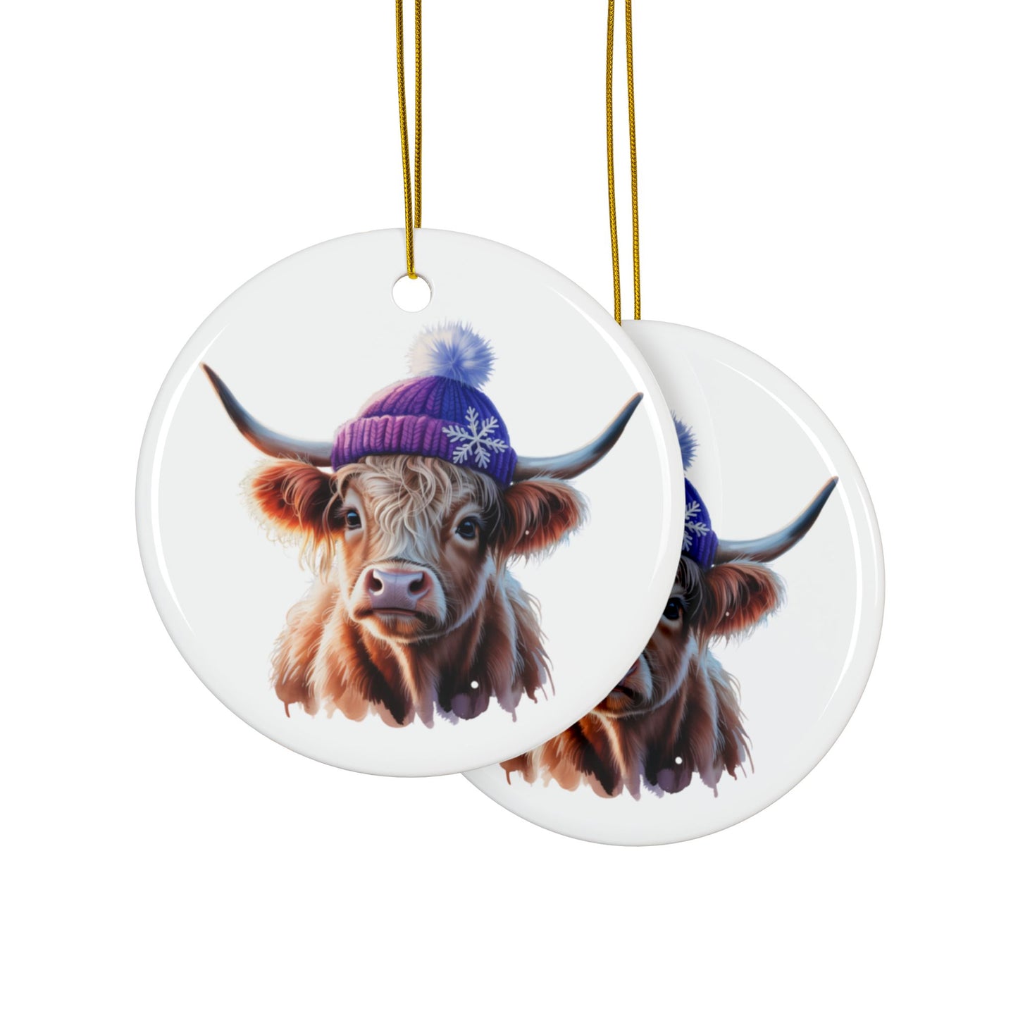 Highland Cow Christmas Ornament – Cute Farmhouse Cow Tree Decor | Rustic Holiday Gift
