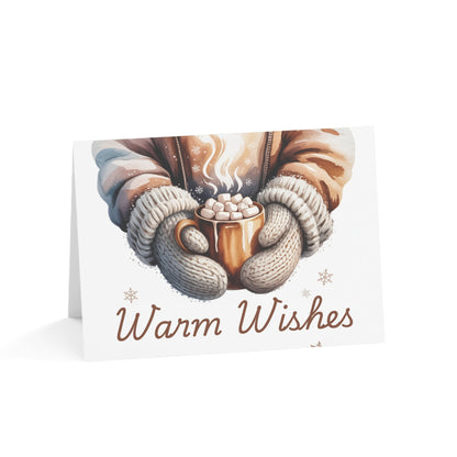 Warm Wishes Winter Greeting Card – Cozy Hot Cocoa Holiday Card for Christmas or Winter Gift Giving