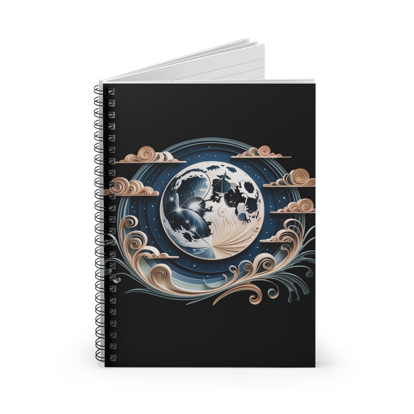 Moon Journal Notebook, Celestial Spiral Notebook, Fantasy Writing Journal, Moon Art Notebook, Night Sky Journal Gift
