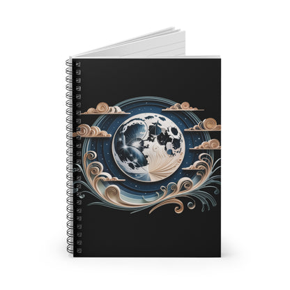 Moon Journal Notebook, Celestial Spiral Notebook, Fantasy Writing Journal, Moon Art Notebook, Night Sky Journal Gift