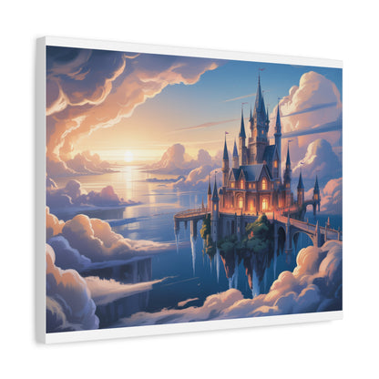 Floating Fantasy Castle Canvas Wall Art – Dreamy Sky Kingdom Landscape for Home, Office & Book Lovers