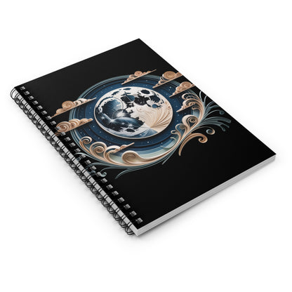 Moon Journal Notebook, Celestial Spiral Notebook, Fantasy Writing Journal, Moon Art Notebook, Night Sky Journal Gift