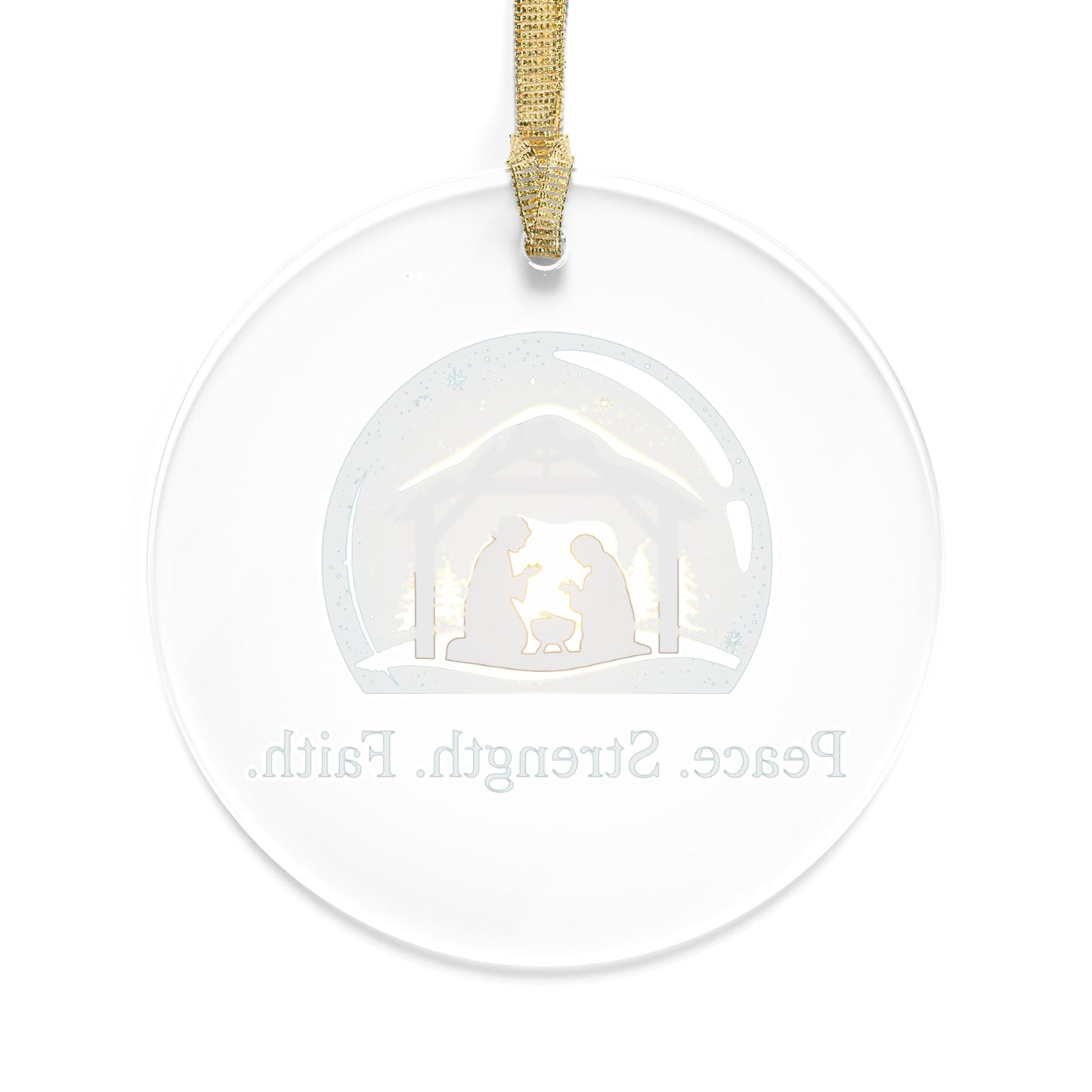 Nativity Ornament – Peace Strength Faith Christmas Decoration, Christian Acrylic Tree Ornament, Holy Family Holiday Keepsake