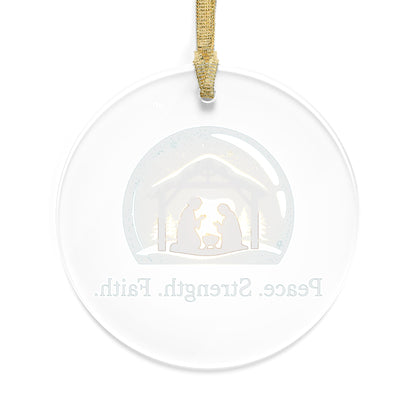 Nativity Ornament – Peace Strength Faith Christmas Decoration, Christian Acrylic Tree Ornament, Holy Family Holiday Keepsake