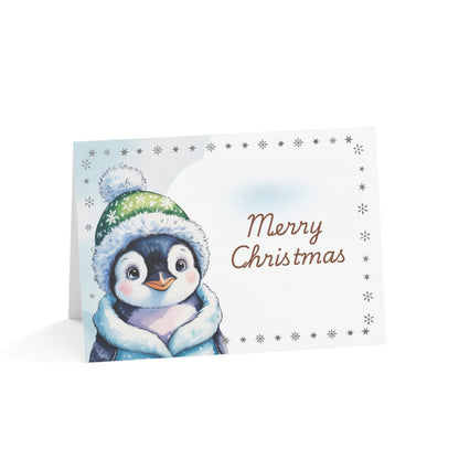 Merry Christmas Penguin Greeting Card – Cute Winter Holiday Card Set for Animal Lovers & Families