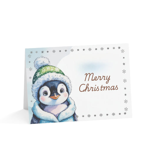 Merry Christmas Penguin Greeting Card – Cute Winter Holiday Card Set for Animal Lovers & Families