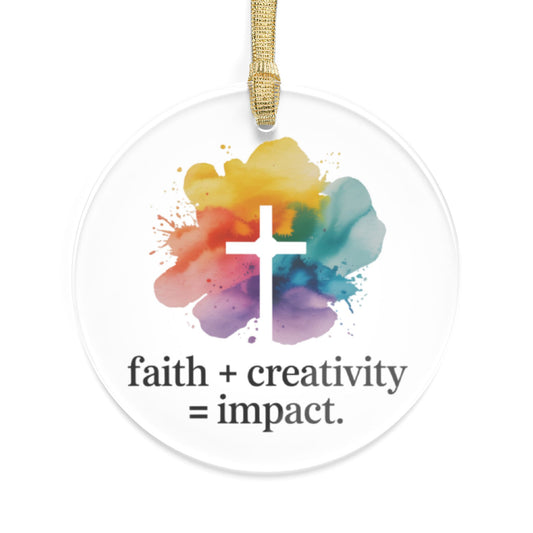 Faith + Creativity = Impact Ornament – Christian Inspirational Christmas Decoration, Colorful Cross Acrylic Tree Keepsake Gift