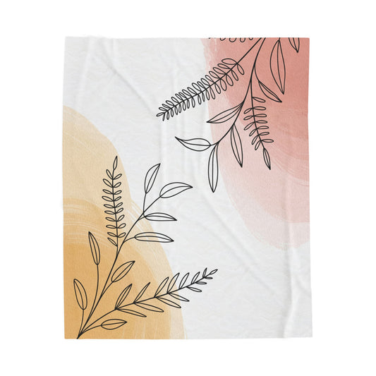 Minimalist Botanical Throw Blanket – Modern Leaf Design Cozy Neutral Home Decor Gift