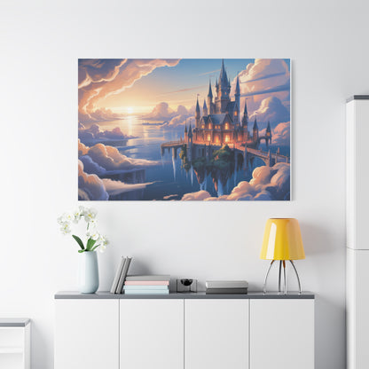 Floating Fantasy Castle Canvas Wall Art – Dreamy Sky Kingdom Landscape for Home, Office & Book Lovers