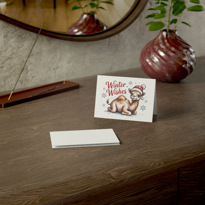 Winter Wishes Camel Greeting Card – Cute Holiday Card Set for Christmas & Winter Cheer