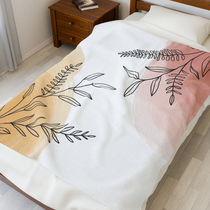Minimalist Botanical Throw Blanket – Modern Leaf Design Cozy Neutral Home Decor Gift