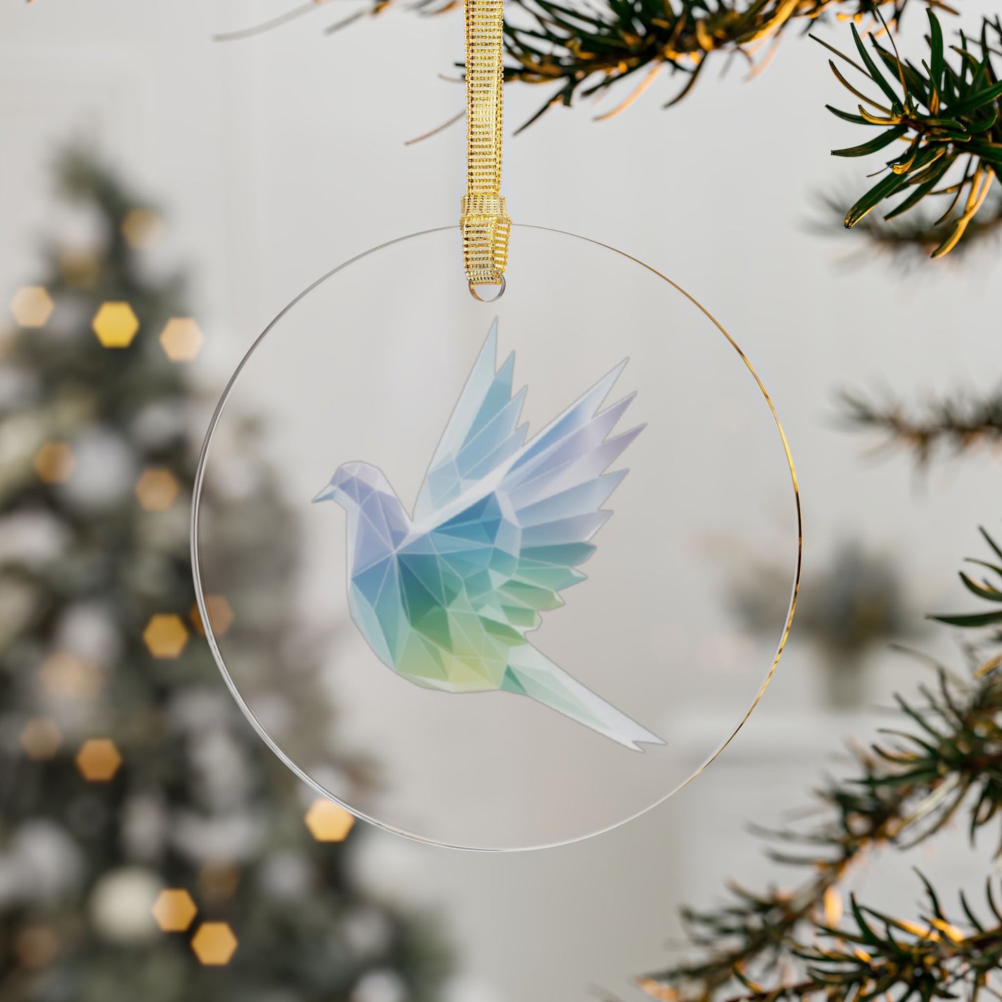Peace Dove Ornament – Christian Christmas Tree Decoration, Symbol of Hope and Faith, Iridescent Acrylic Holiday Keepsake