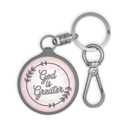 God Is Greater Keychain – Christian Floral Faith Key Ring | Inspirational Gift for Women