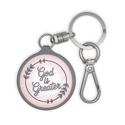 God Is Greater Keychain – Christian Floral Faith Key Ring | Inspirational Gift for Women