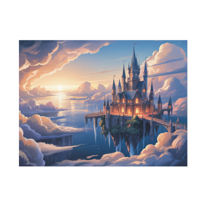 Floating Fantasy Castle Canvas Wall Art – Dreamy Sky Kingdom Landscape for Home, Office & Book Lovers