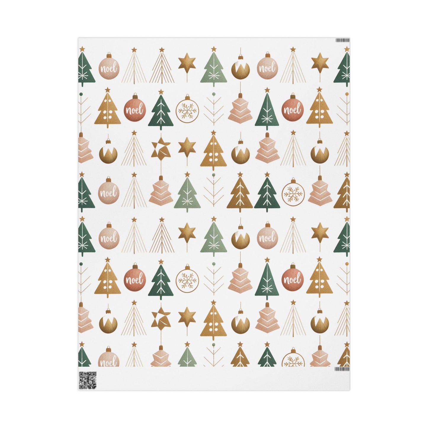 Minimalist Christmas Gift Wrap – Modern Tree & Ornament Pattern | Holiday Wrapping Paper