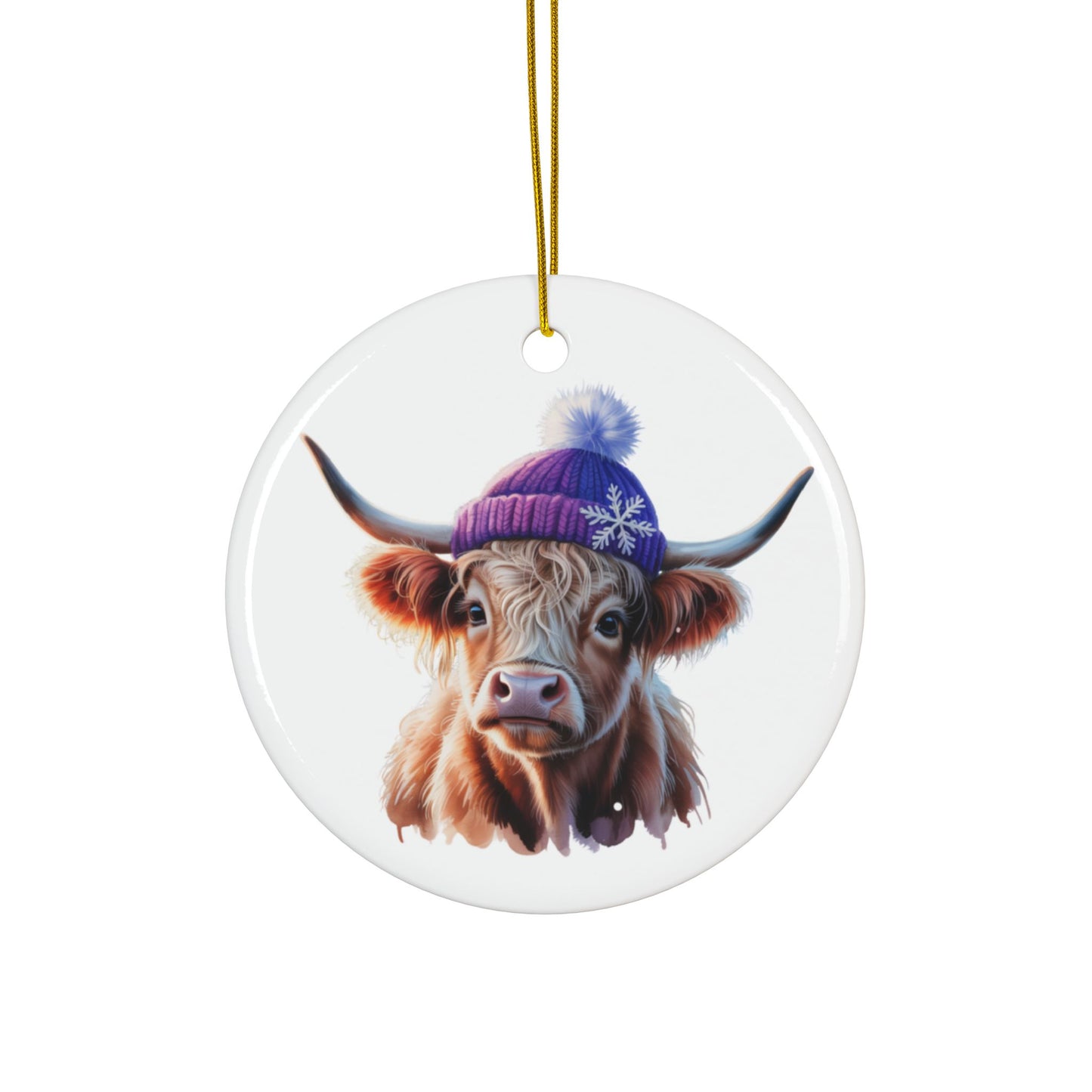 Highland Cow Christmas Ornament – Cute Farmhouse Cow Tree Decor | Rustic Holiday Gift