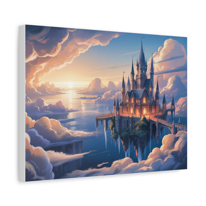 Floating Fantasy Castle Canvas Wall Art – Dreamy Sky Kingdom Landscape for Home, Office & Book Lovers
