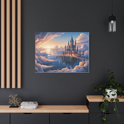 Floating Fantasy Castle Canvas Wall Art – Dreamy Sky Kingdom Landscape for Home, Office & Book Lovers
