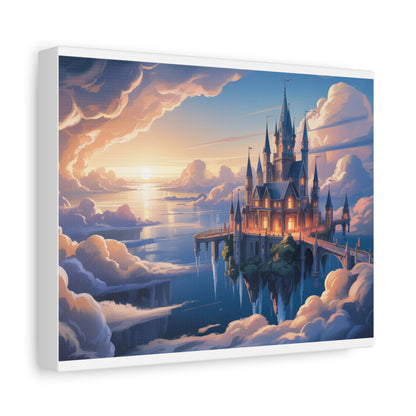Floating Fantasy Castle Canvas Wall Art – Dreamy Sky Kingdom Landscape for Home, Office & Book Lovers