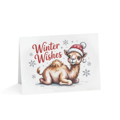 Winter Wishes Camel Greeting Card – Cute Holiday Card Set for Christmas & Winter Cheer