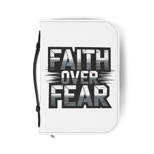 Faith Over Fear Bible Cover – Christian Zipper Case with Handle | Scripture Organizer