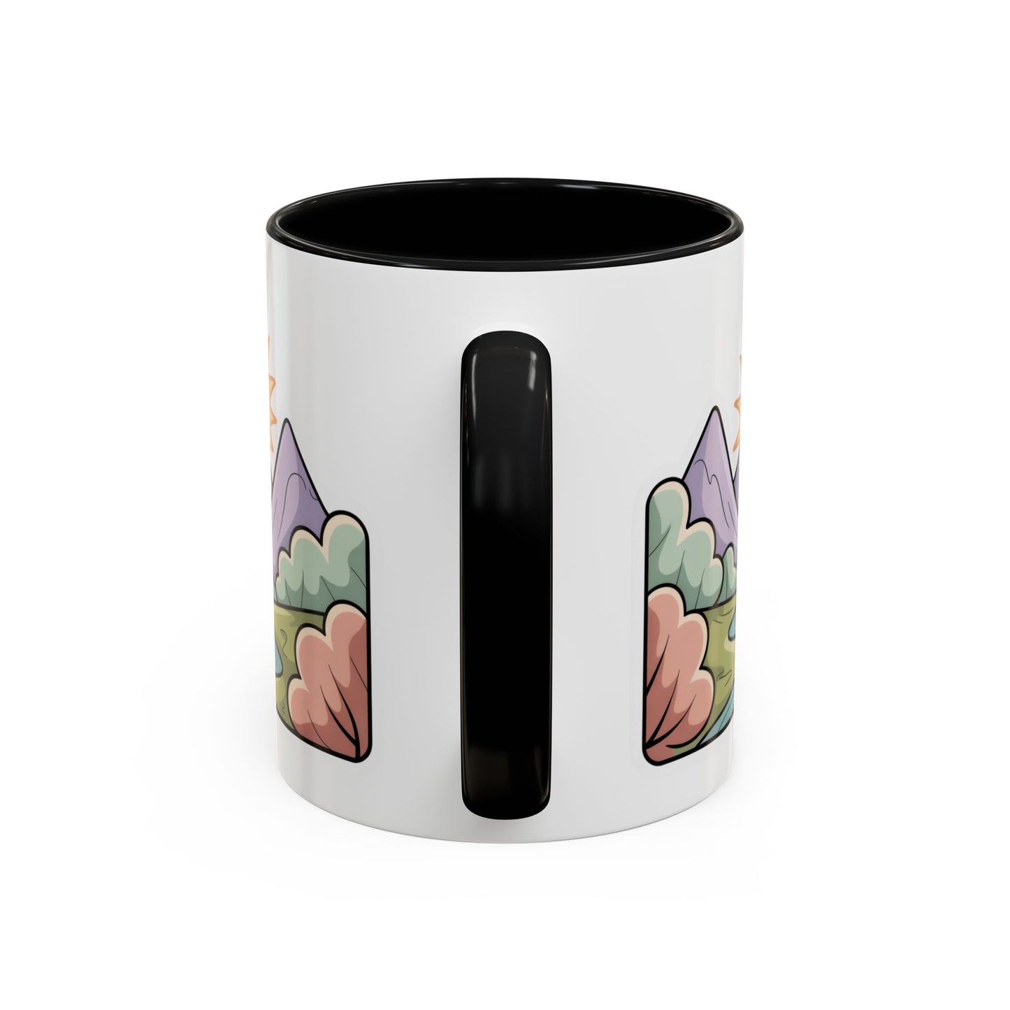 Cute Mountain Sunrise Mug, Nature Lover Coffee Mug, Happy Sun Landscape Cup, Cozy Aesthetic Mug, Outdoorsy Gift Idea