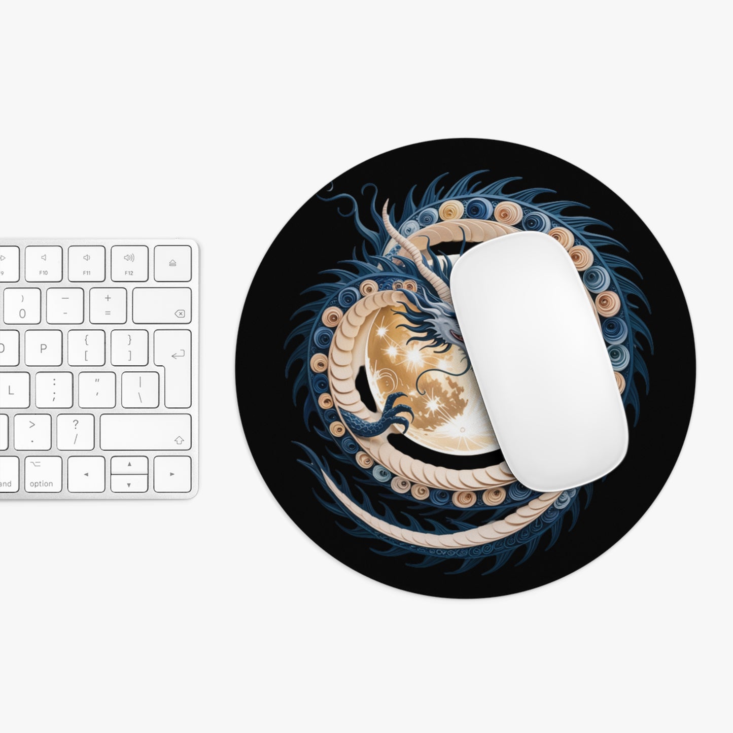 Dragon Mouse Pad, Fantasy Desk Accessory, Blue Dragon Art Mousepad, Mythical Creature Desk Decor, Gamer Desk Mat Gift