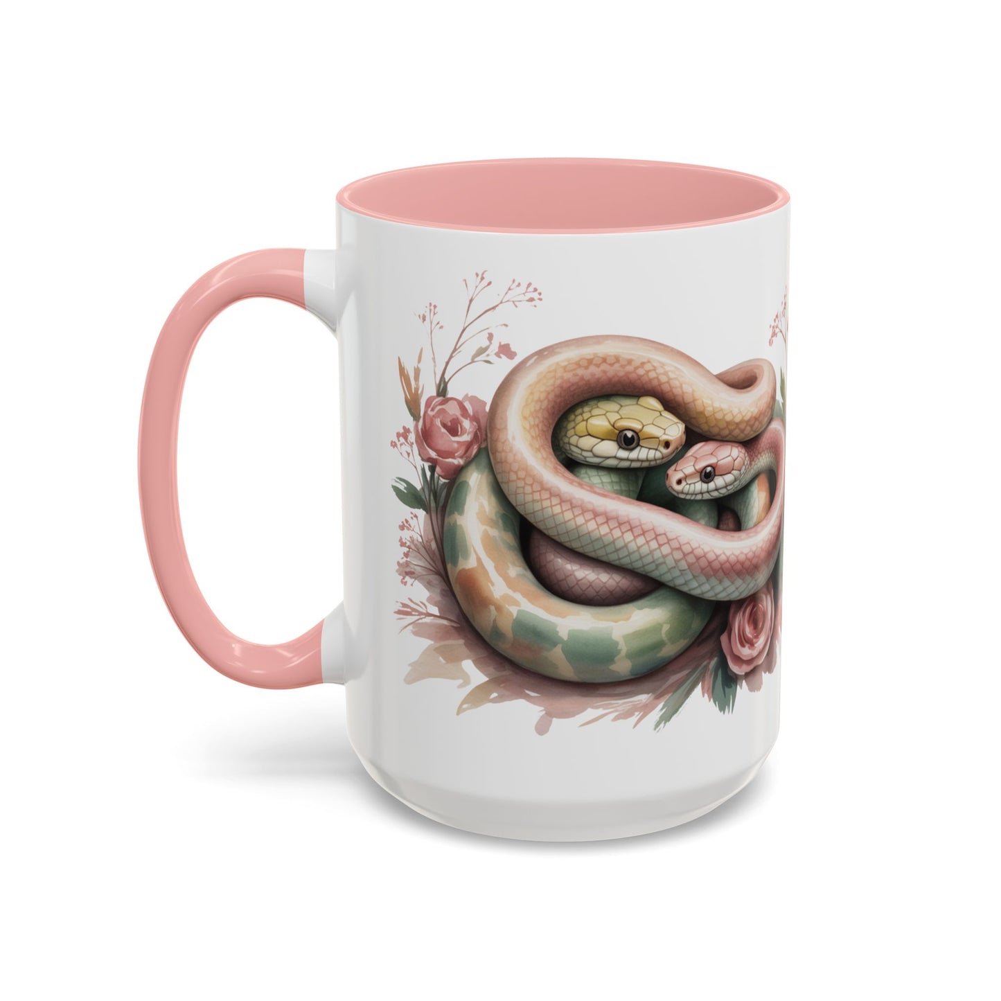Pink Snake Love Mug | Cute Reptile Coffee Cup | Soft Aesthetic Snake Art | Animal Lover Gift | Whimsical Pink Mug