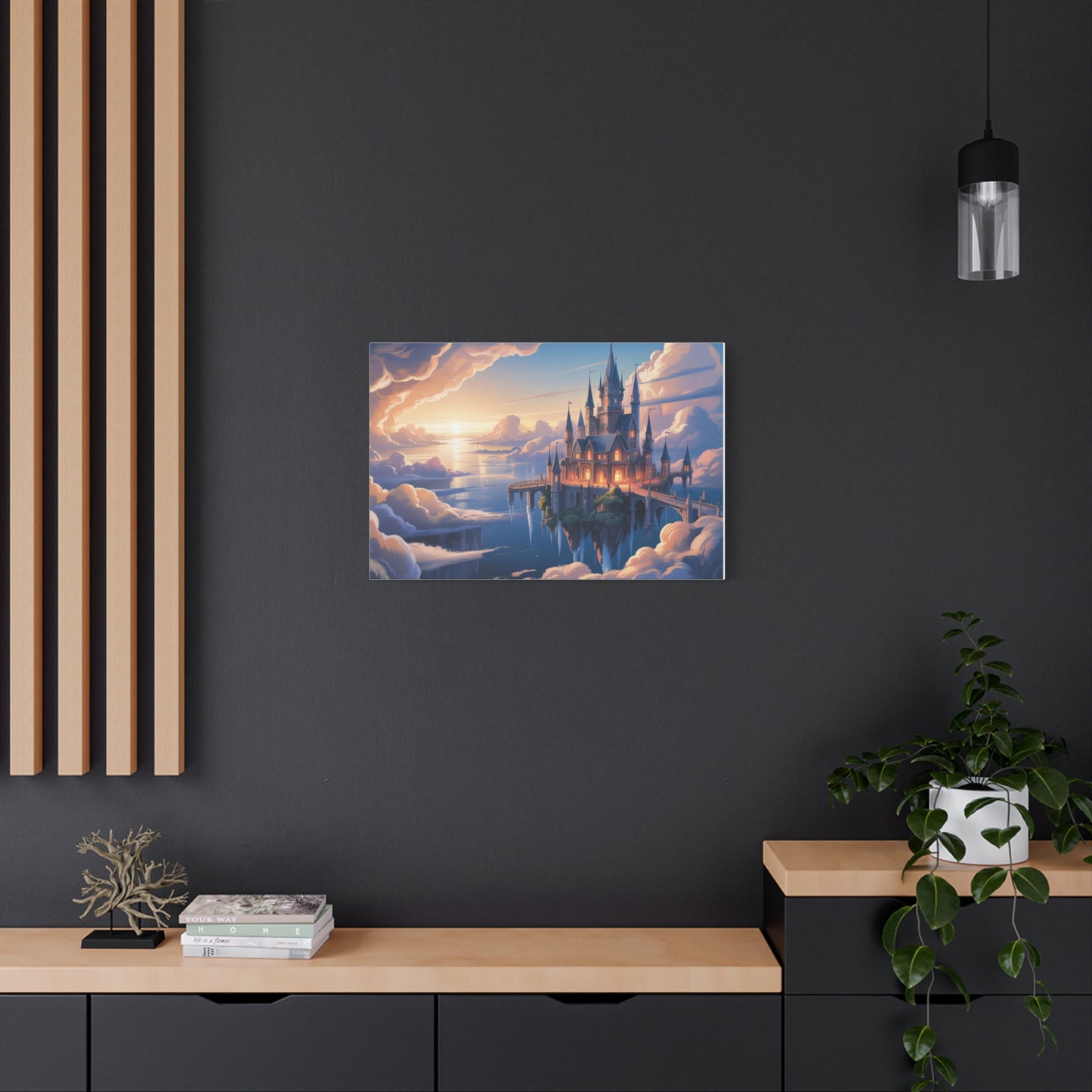 Floating Fantasy Castle Canvas Wall Art – Dreamy Sky Kingdom Landscape for Home, Office & Book Lovers