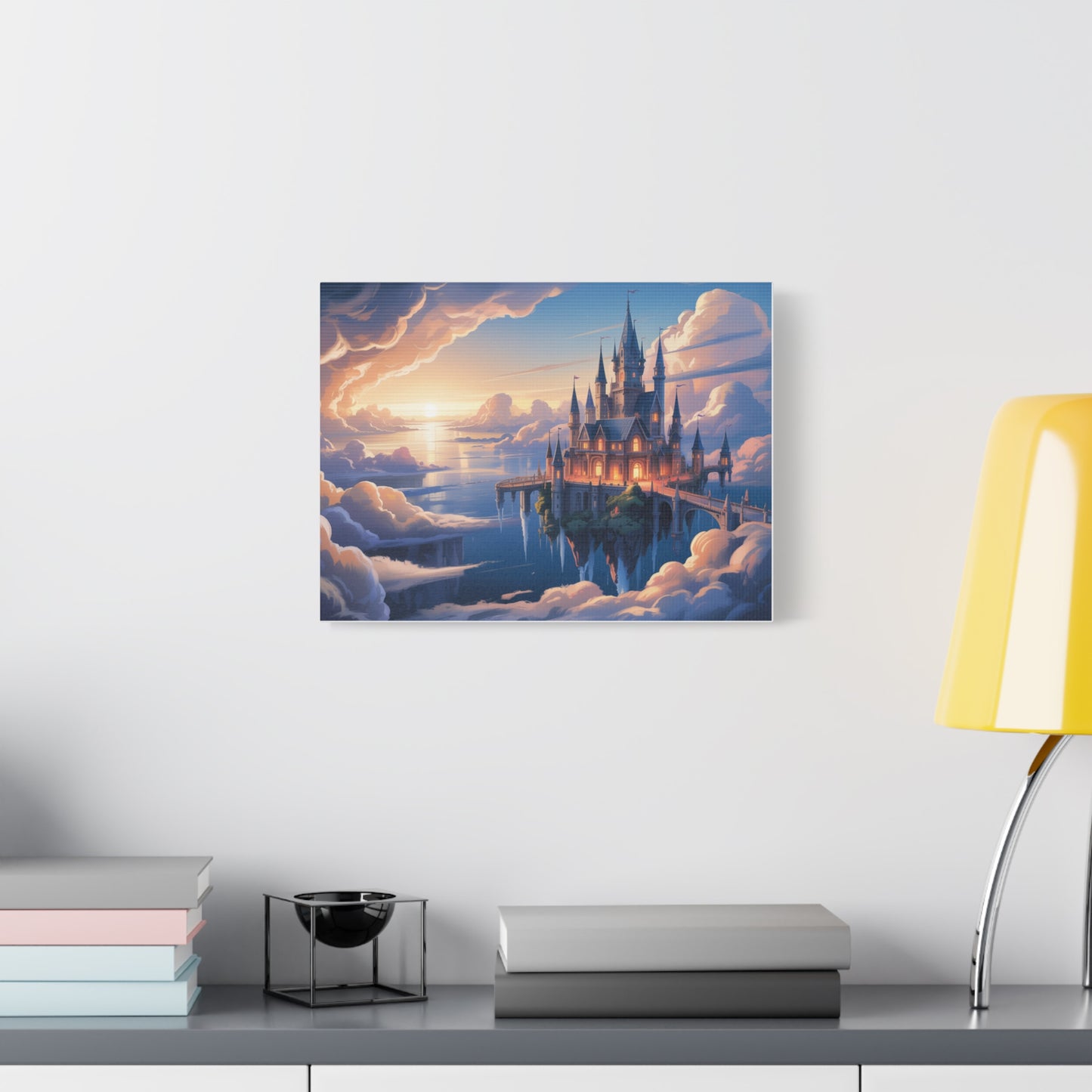 Floating Fantasy Castle Canvas Wall Art – Dreamy Sky Kingdom Landscape for Home, Office & Book Lovers